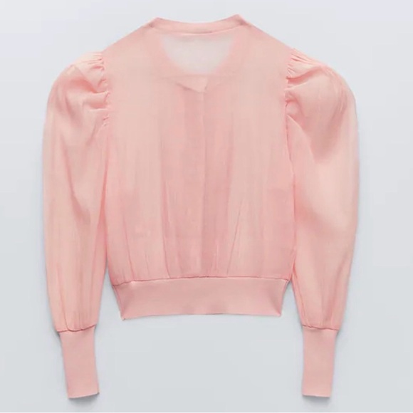 Zara Sheer Organza Knit Jacket / Cardigan with Jeweled Buttons Size Medium NWT - Picture 7 of 10